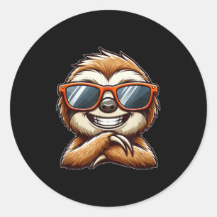 Coola Sloth Sungles Sommar Tecknad Runt Klistermärke