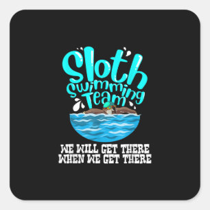 Coola Sloth Swimming Team Funny Animal Swimmer Fyrkantigt Klistermärke