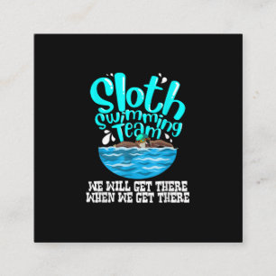 Coola Sloth Swimming Team Funny Animal Swimmer Fyrkantigt Visitkort