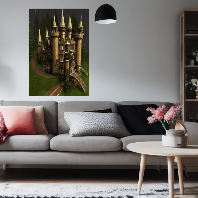 Coola-slott i skogen | AI Art Poster (Skapare uppladdad)