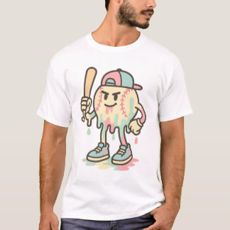 Coola Smälter Baseball Mascot med Fladdermus Funny T Shirt