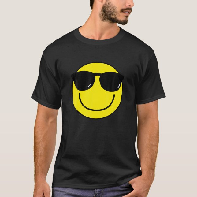 Coola Smile Ansikte Emoticon Sunglasses Smile Ansi T Shirt (Framsida)