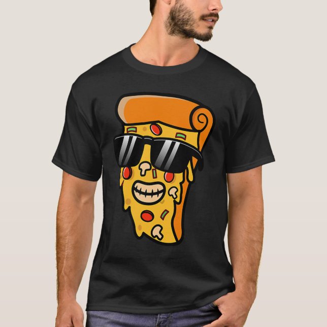 COOLA SMILED PIZZA SLICE WEARING GLASSES T SHIRT (Framsida)