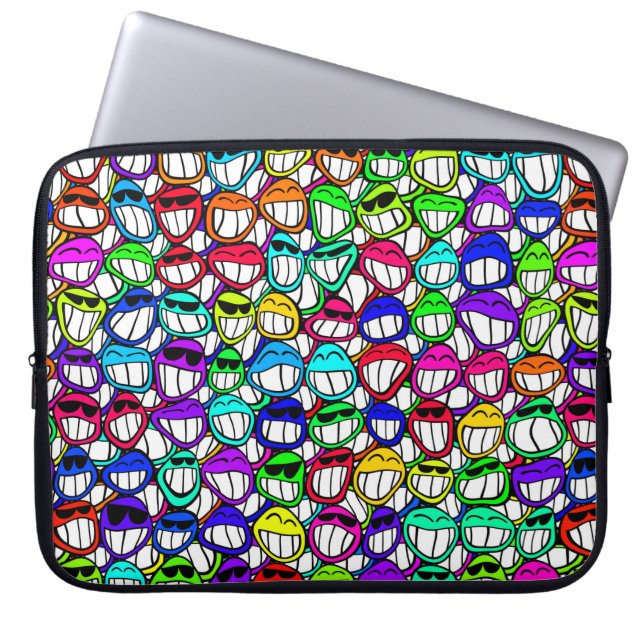 COOLA SMILING ANSIKTE GROUP LAPTOP SLEEVE (Framsidan)