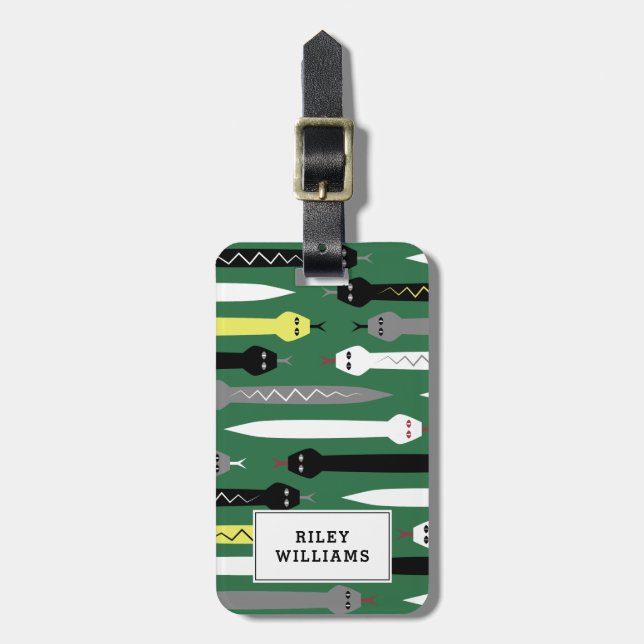 Coola Snake Mönster Mörk grönt - lägg till ditt na Bagagebricka (Vertikal Framsida)