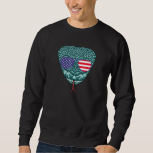 Coola Snake Wearing USA flagga Sunglasses USA Lång Ärmad Tröja