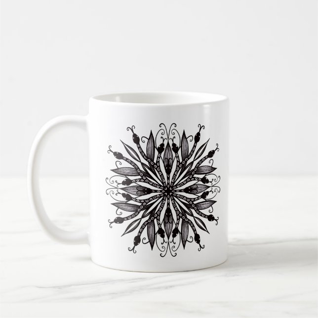 Coola Snakes Black and White Botanical Gothic Kaffemugg (Vänster)