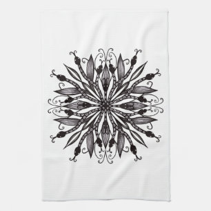 Coola Snakes Black and White Botanical Gothic Kökshandduk