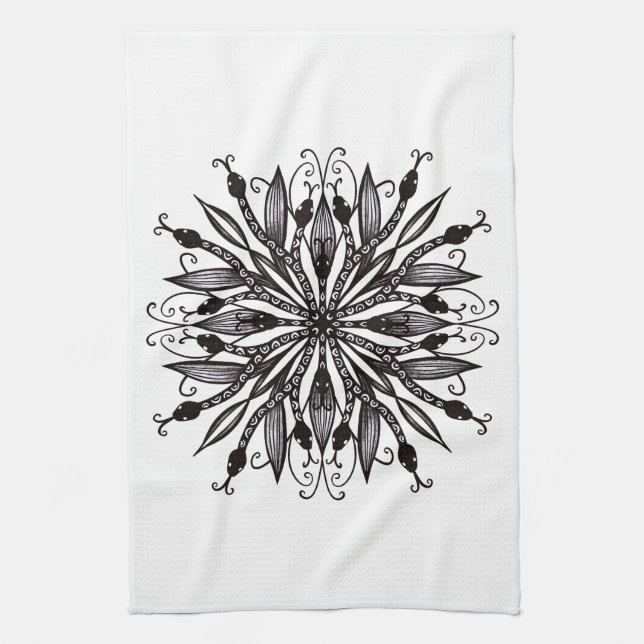 Coola Snakes Black and White Botanical Gothic Kökshandduk (Vertikal)
