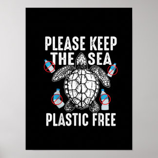 Coola Snälla Behålla Sea Plastic Free Tunnle Turtl Poster