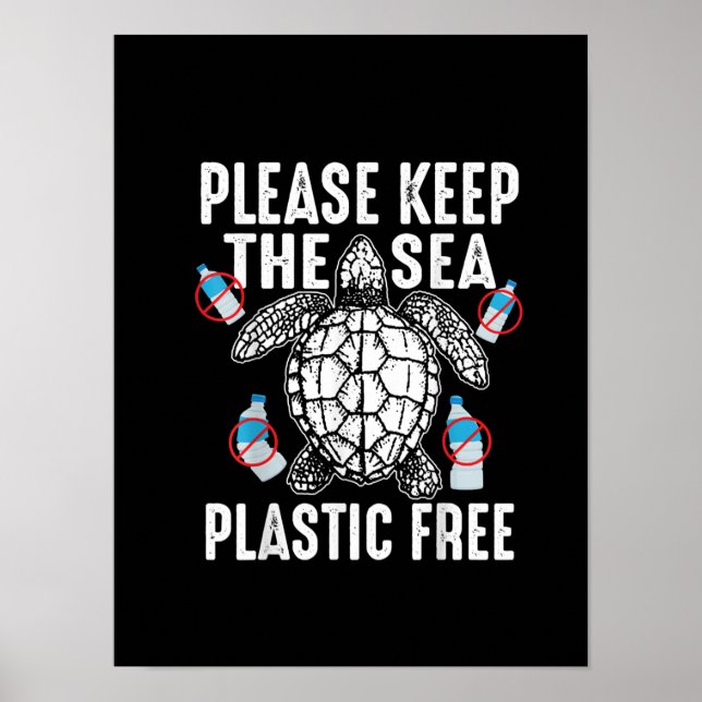 Coola Snälla Behålla Sea Plastic Free Tunnle Turtl Poster (Framsidan)