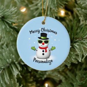 Coola Snögubbe Adsible Smirk jul Personalize Julgransprydnad Keramik