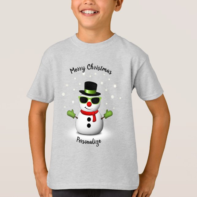 Coola Snögubbe Adsible Smirk jul Personalize T Shirt (Framsida)