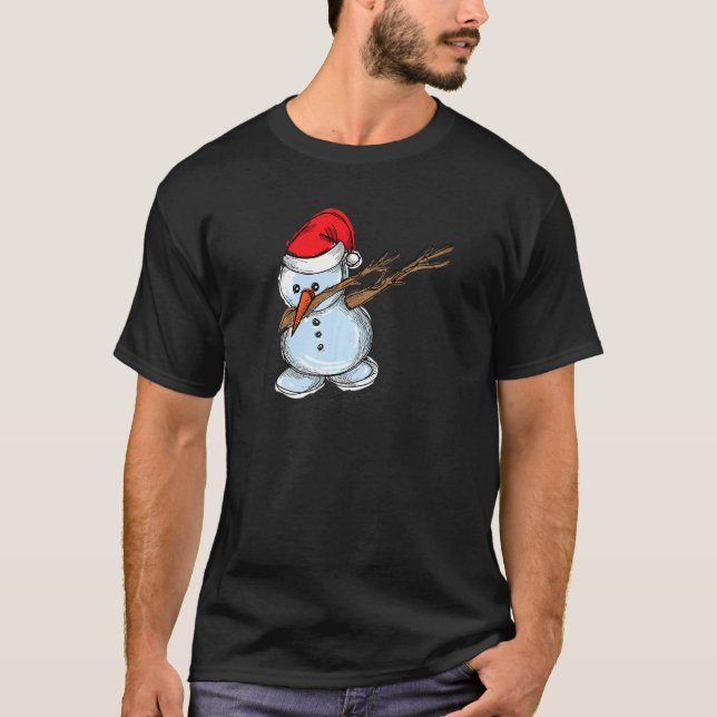 Coola Snögubbe Dab Dabbing Dancing jul Julafton Pa T Shirt (Framsida)