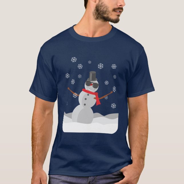Coola Snögubbe i solglasögon T Shirt (Framsida)