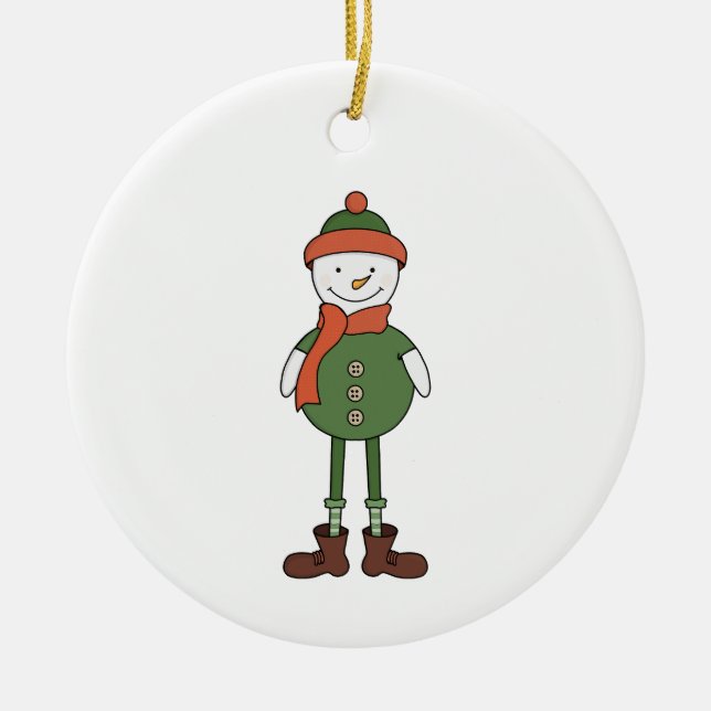 Coola Snögubbe Julgransprydnad Keramik (Framsidan)