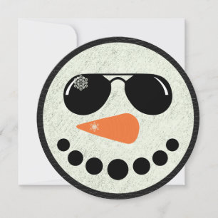 Coola Snögubbe - runda julklapp - kort med platt j