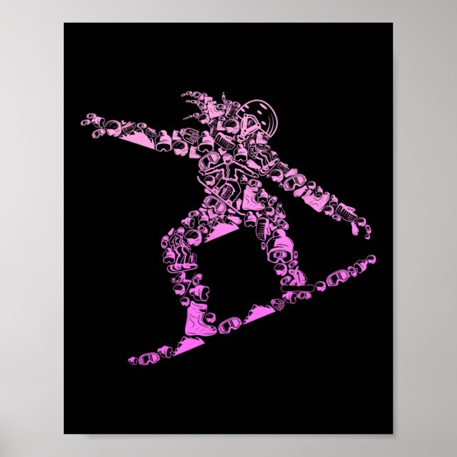 Coola Snowboarder Apparat och Gift Ideas Women Gir Poster (Framsidan)