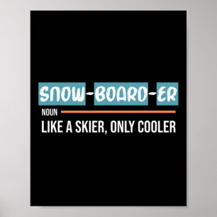 Coola Snowboarder Shirt Funny Winter Snowboarding Poster