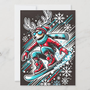 Coola Snowboarding Renindejulkort för pojkar Julkort