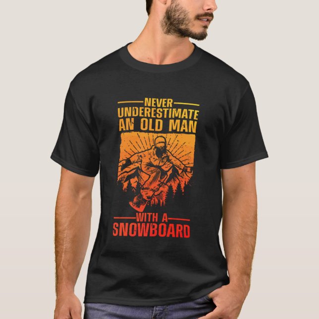 Coola Snowboardskonst för män Farfar Pappa Vinter  T Shirt (Framsida)