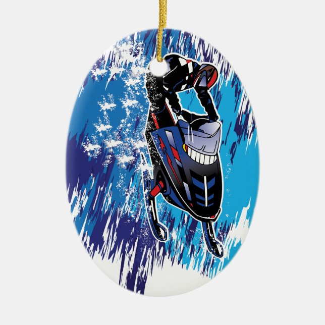 Coola Snowmobiler Julgransprydnad Keramik (Framsidan)