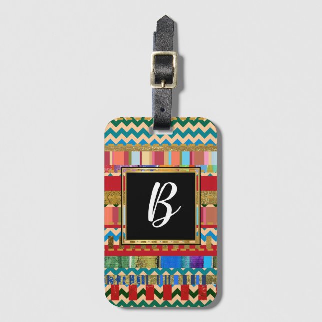 coola snyggt färglöst rand med monogram bagagebricka (Framsida vertikal)