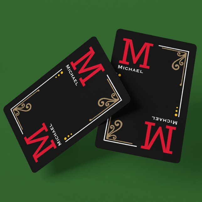 Coola Snyggt Player Initialer - Personlig Black Spel Kort (Skapare uppladdad)