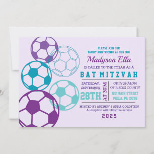 COOLA SOCCER Aqua Lila Bat mitzvah inbjudan