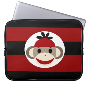 Coola Sock monkey Beanie Hat Red Black Rand Laptop Fodral