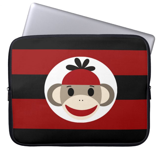 Coola Sock monkey Beanie Hat Red Black Rand Laptop Fodral (Framsidan)