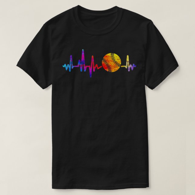Coola Softball Heartslag Färg Manar Kvinnor Softba T Shirt (Design framsida)