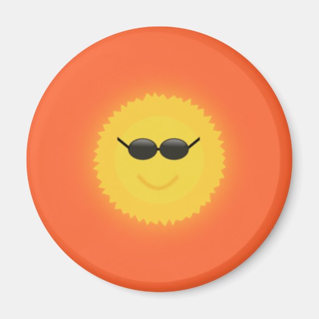 Coola sol med solglasögon på en coola soldag magnet (Framsidan)
