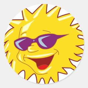 Coola Sol med solglasögon Runt Klistermärke