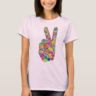 Coola som är färgrik och Groovy fredssymboler T Shirt