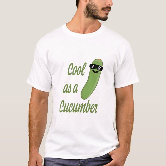 Coola som gurka! Cute Cucumber Tecknad T Shirt (Framsida)