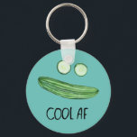 Coola som gurkor "Coola AF" Funny Watercolor Ansik Nyckelring<br><div class="desc">Håll coolan som gurka med den här nyckelkedjan. Vattenskärning bara för dig! Kolla min butik för mer design!</div>