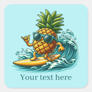 Coola som surfar ananas lägga till text Sommar Fyrkantigt Klistermärke