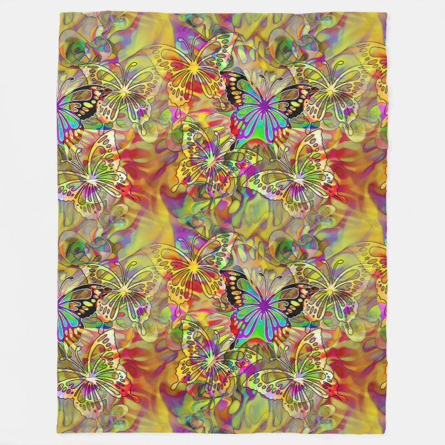 Coola Sömlös Mönster - Butterflies 1 Fleecefilt (Framsidan)