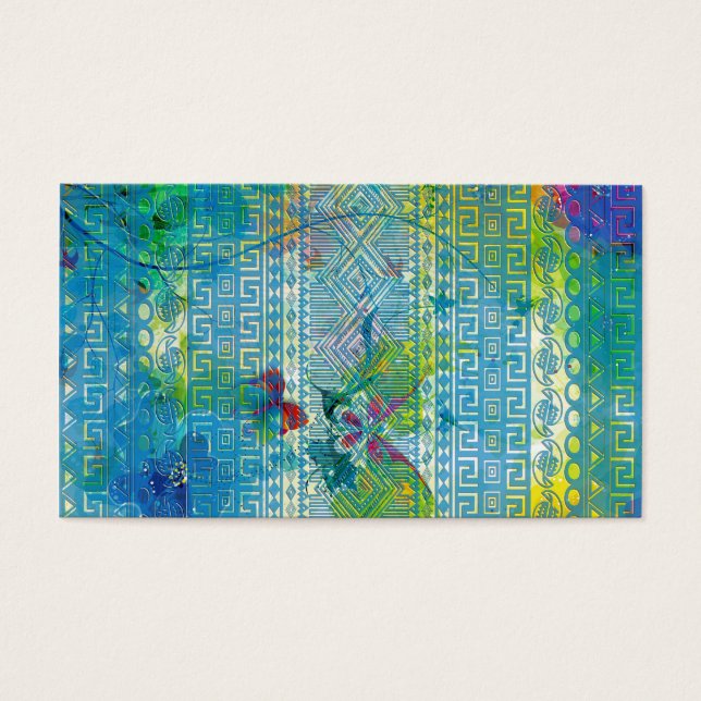 coola sommar färg Aztec soft blue mönster Visitkort (Framsidan)
