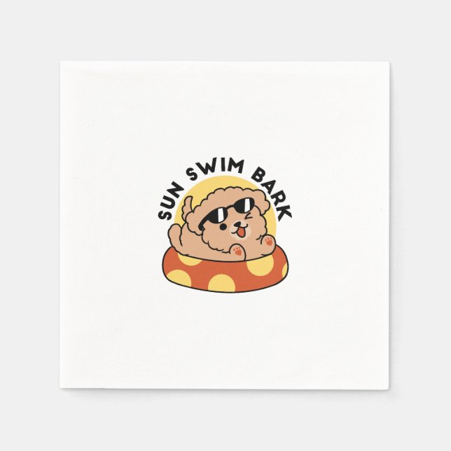 Coola Sommar Hund Flytande - Cute Puppy Bassäng Pa Pappersservett (Framsidan)