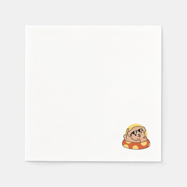 Coola Sommar Hund Flytande - Cute Puppy Bassäng Pa Pappersservett (Framsidan)