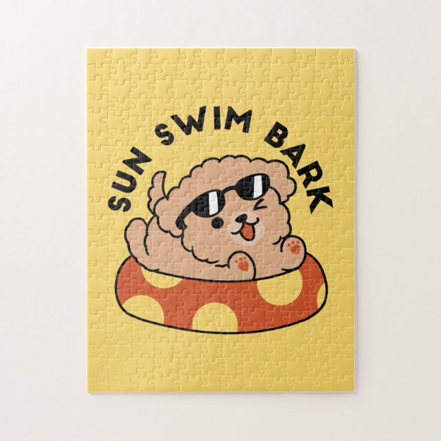 Coola Sommar Hund Flytande - Cute Puppy Bassäng Pa Pussel (Vertikal)