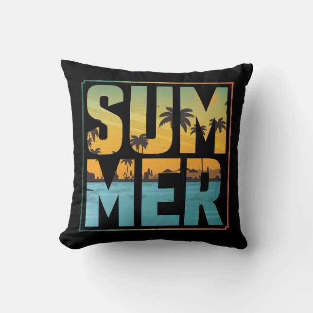 Coola Sommar Vibes Handflatan Träd & Vatten Kudde (Framsida)