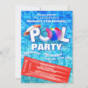 Coola Sommaren Bassäng Party Swimming Vatten Rolig Inbjudningar