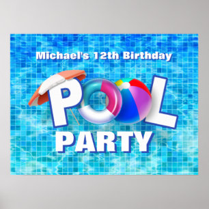 Coola Sommaren Bassäng Party Swimming Vatten Rolig Poster