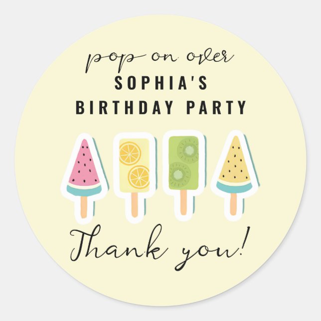 Coola Sommarfödelsedag Runt Klistermärke (Framsida)