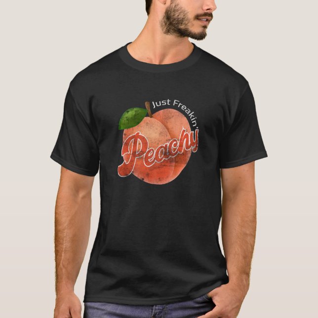 Coola Sommarfrukt Retro Peachy and Behålla it Peac T Shirt (Framsida)