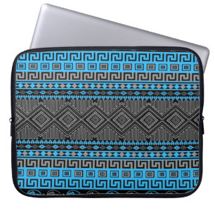 Coola Sommartrendig nyblått grått svart Aztec Laptop Sleeve