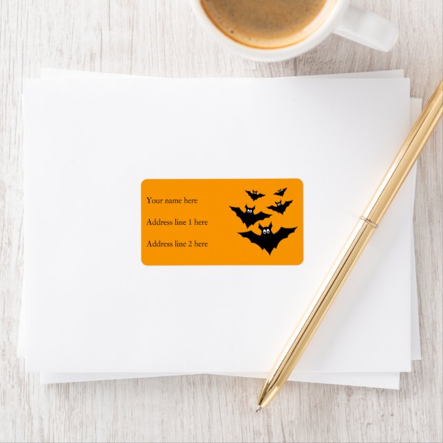 Coola söt Black Flies fladdermöss Halloween på Ora Adressetikett (Insitu)